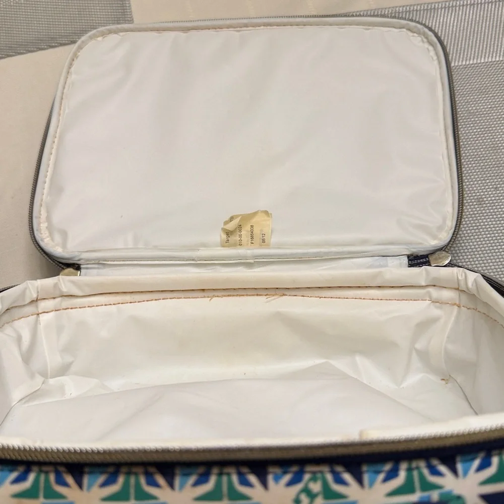 TORY BURCH Target/Neiman Marcus Insulated Geometric LUNCH BOX Blue Green Gold - Picture 5 of 6